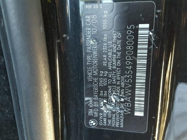 WBAWV53549P080095 - 2009 BMW 328 XI SUL BLACK photo 10