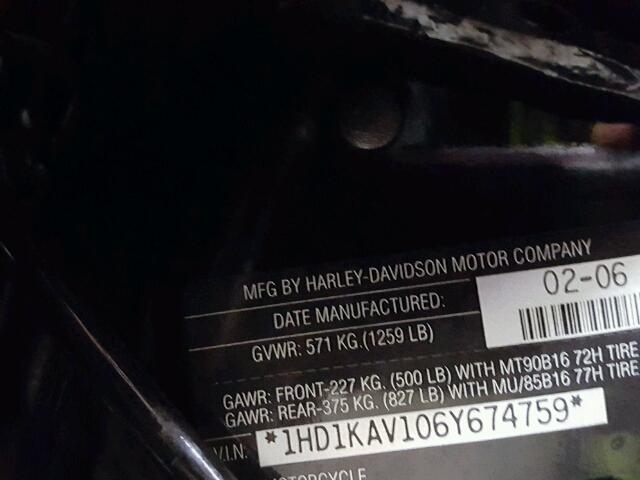 1HD1KAV106Y674759 - 2006 HARLEY-DAVIDSON FLHX BLACK photo 19