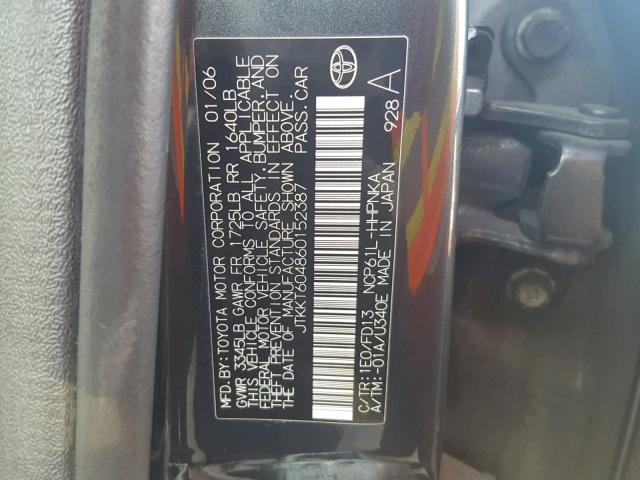 JTKKT604860152387 - 2006 TOYOTA SCION XA BLACK photo 10