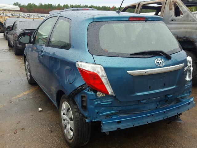 JTDJTUD35CD538665 - 2012 TOYOTA YARIS BLUE photo 3