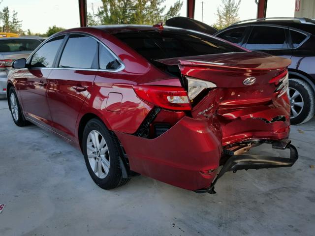 5NPE24AF2GH397220 - 2016 HYUNDAI SONATA SE RED photo 3