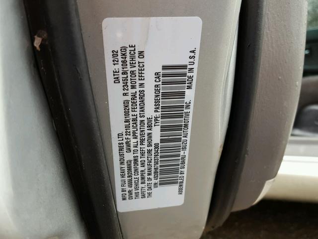 4S3BH675037634300 - 2003 SUBARU LEGACY OUT SILVER photo 10