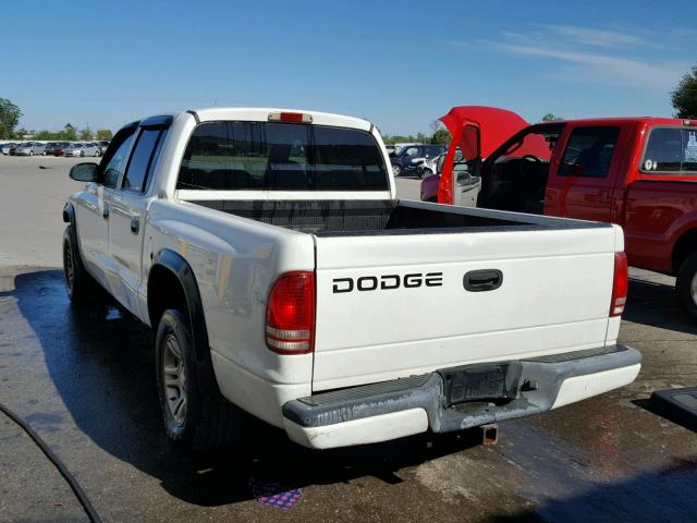 1B7HL38N62S503079 - 2002 DODGE DAKOTA QUA WHITE photo 3