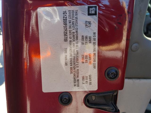 1G1ZS58F97F256709 - 2007 CHEVROLET MALIBU LS ბურგუნდია ფოტო 10