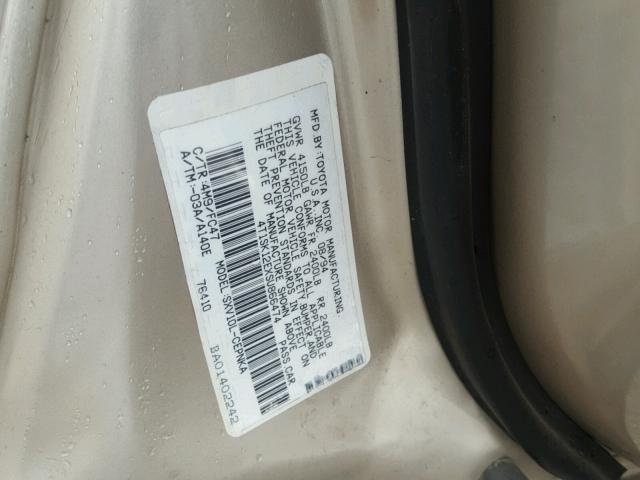 4T1SK12EXSU866474 - 1995 TOYOTA CAMRY LE GOLD photo 10