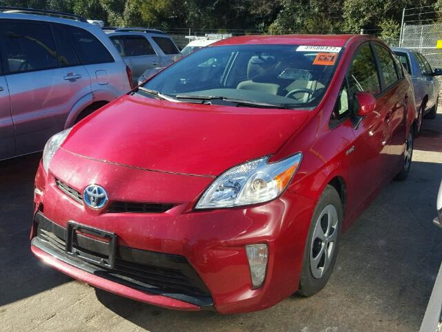 JTDKN3DU0F0450393 - 2015 TOYOTA PRIUS RED photo 2