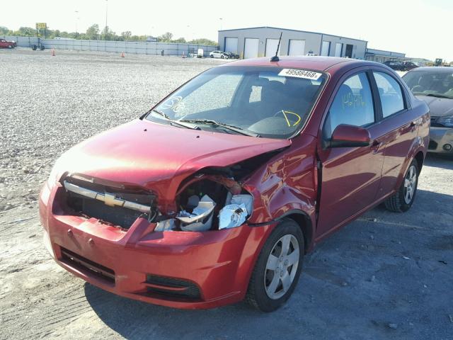 KL1TD56E59B363906 - 2009 CHEVROLET AVEO LS RED photo 2