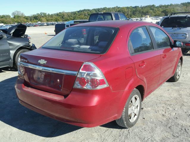 KL1TD56E59B363906 - 2009 CHEVROLET AVEO LS RED photo 4