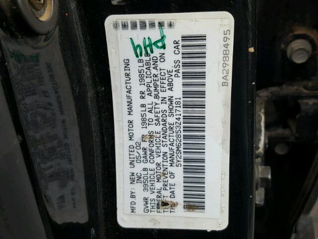 5Y2SM62853Z417181 - 2003 PONTIAC VIBE BLACK photo 10