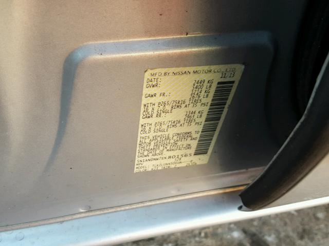 5N1AN0NW7EN801565 - 2014 NISSAN XTERRA X SILVER photo 10