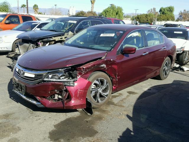 1HGCR2F34HA175262 - 2017 HONDA ACCORD LX BURGUNDY photo 2