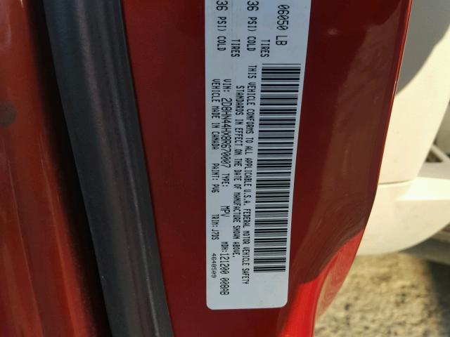 2D8HN44HX8R670007 - 2008 DODGE GRAND CARA ORANGE photo 10