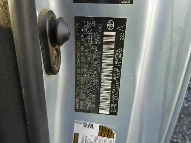 JTKDE177060106073 - 2006 TOYOTA SCION TC 蓝色 照片 10