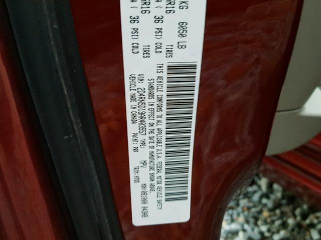 2D4RN5D19AR403557 - 2010 DODGE GRAND CARA RED photo 10