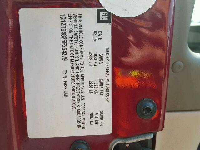 1G1ZT54825F254379 - 2005 CHEVROLET MALIBU LS 栗色 照片 10