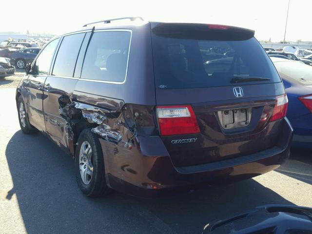 5FNRL38477B061638 - 2007 HONDA ODYSSEY EX MAROON photo 3