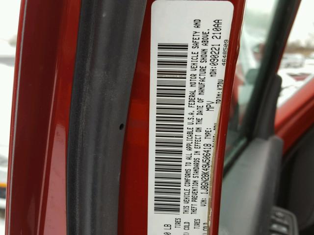 1J8GN28K49W506418 - 2009 JEEP LIBERTY SP RED photo 10