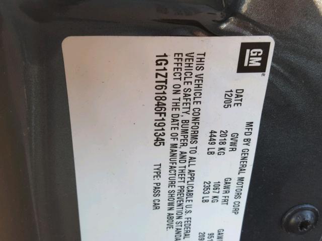 1G1ZT61846F191345 - 2006 CHEVROLET MALIBU MAX 石墨色 照片 10