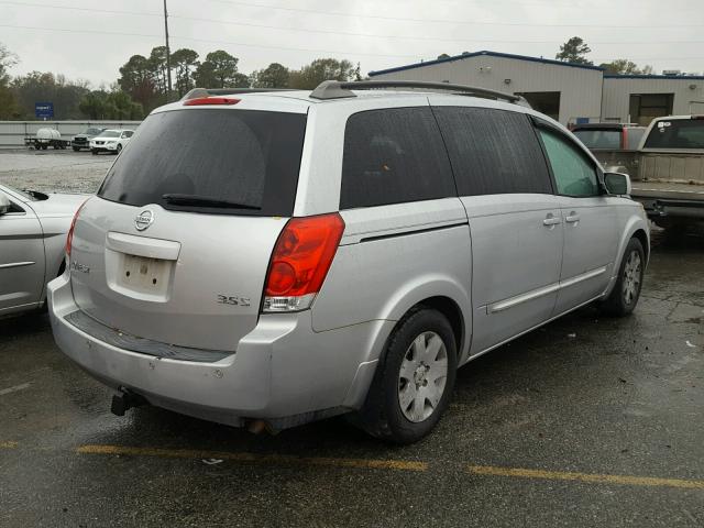 5N1BV28U15N127925 - 2005 NISSAN QUEST S SILVER photo 4