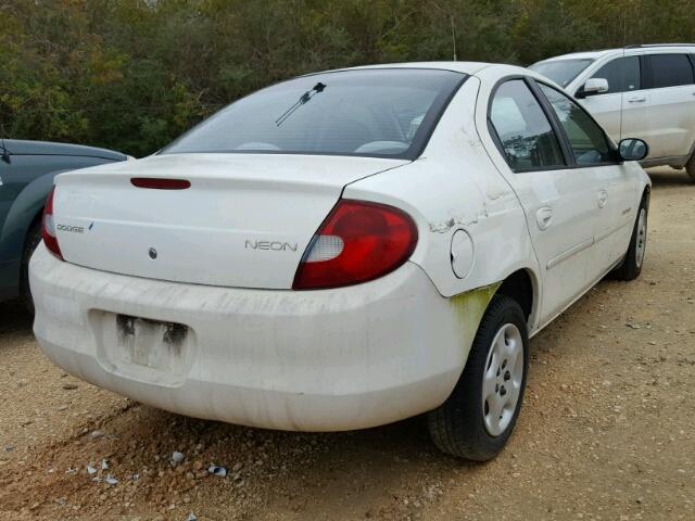 1B3ES46C21D233351 - 2001 DODGE NEON SE WHITE photo 4