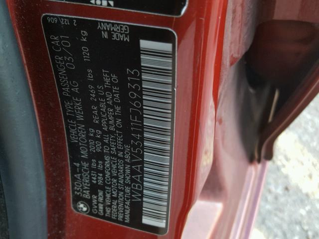 WBAAV53411FJ69313 - 2001 BMW 330 I BURGUNDY photo 10