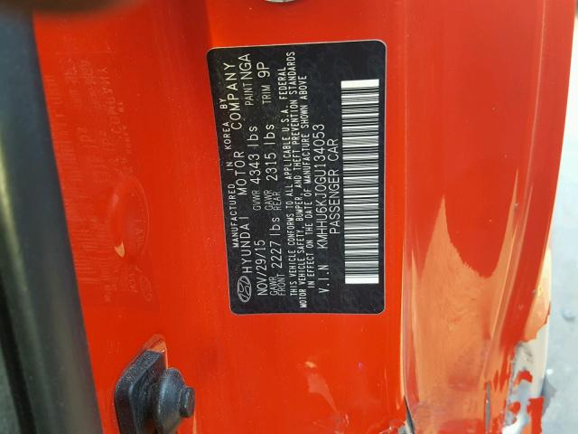 KMHHU6KJ0GU134053 - 2016 HYUNDAI GENESIS CO RED photo 10