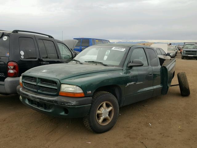 1B7GL22N3YS533664 - 2000 DODGE DAKOTA GREEN photo 2