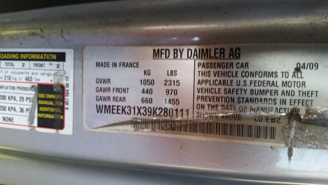 WMEEK31X39K280111 - 2009 SMART FORTWO PAS 红色 照片 10