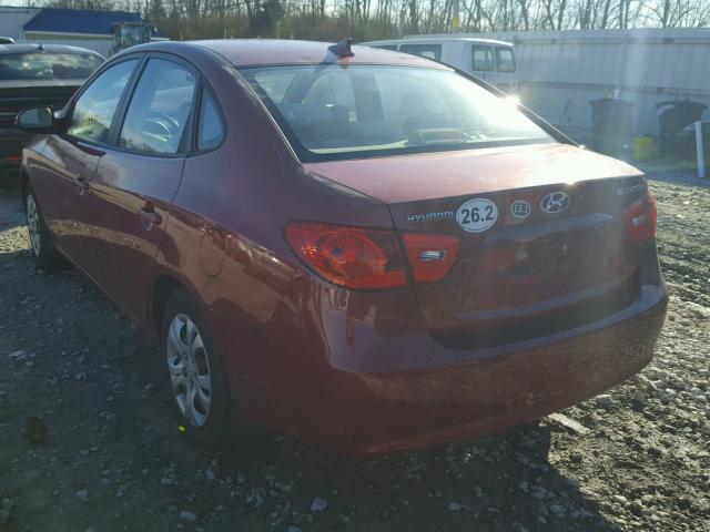 KMHDU46D79U802926 - 2009 HYUNDAI ELANTRA GL RED photo 3