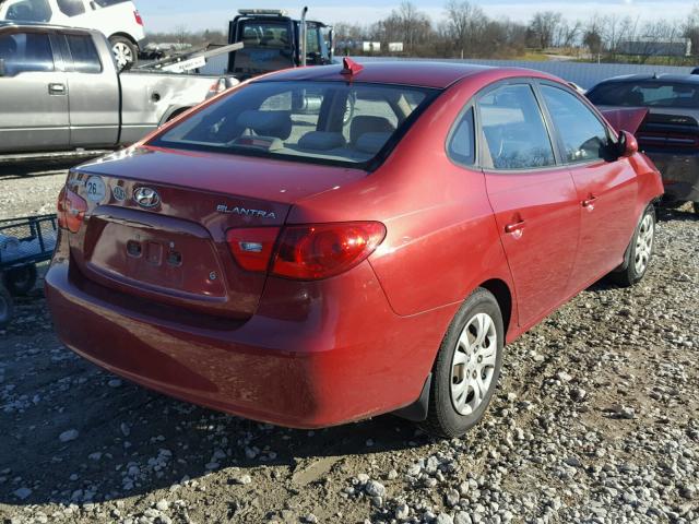 KMHDU46D79U802926 - 2009 HYUNDAI ELANTRA GL RED photo 4