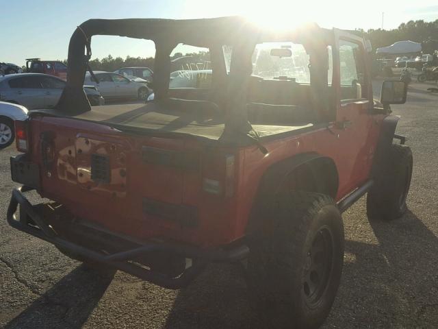 1J4FA24117L175351 - 2007 JEEP WRANGLER X RED photo 4