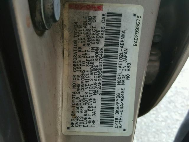 JT2AE09B5R0076426 - 1994 TOYOTA COROLLA LE 棕色 照片 10