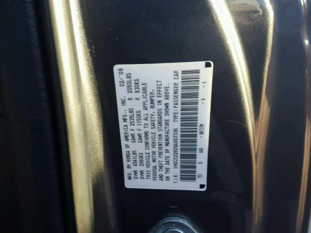 1HGCS22829A007336 - 2009 HONDA ACCORD EXL GRAY photo 10