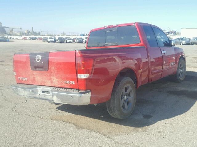 1N6AA06A85N516101 - 2005 NISSAN TITAN XE RED photo 4