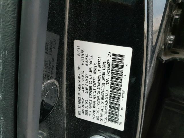 1HGCP2F84BA085439 - 2011 HONDA ACCORD EXL BLACK photo 10