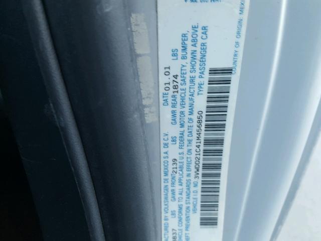 3VWDD21C41M456850 - 2001 VOLKSWAGEN NEW BEETLE 银色 照片 10