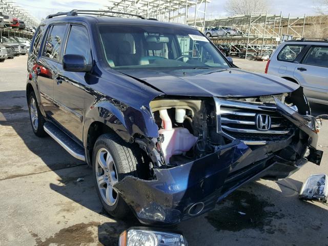 5FNYF4H6XDB016862 - 2013 HONDA PILOT EXL BLUE photo 1