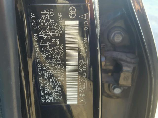 JTDBT923471142688 - 2007 TOYOTA YARIS BLACK photo 10