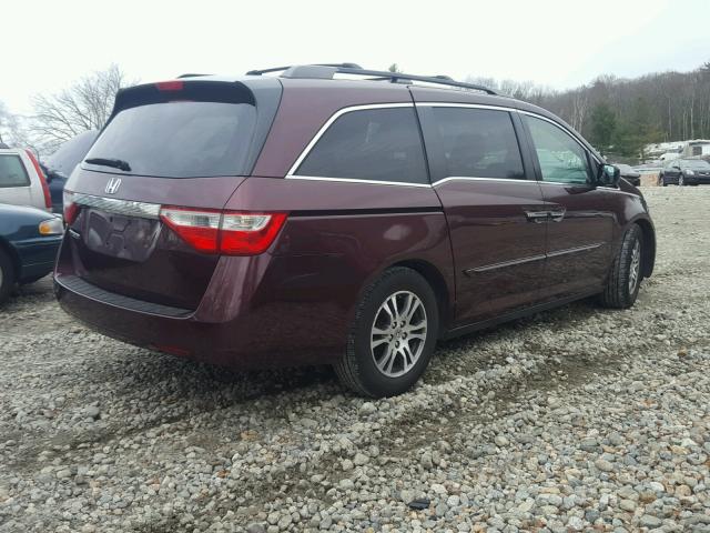 5FNRL5H48BB064987 - 2011 HONDA ODYSSEY EX MAROON photo 4