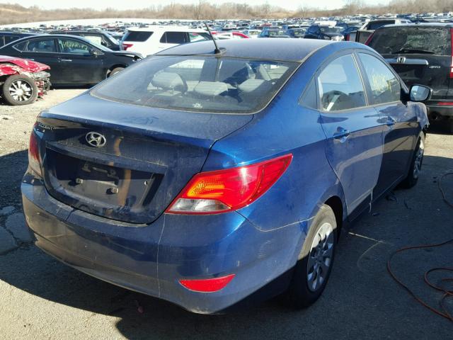 KMHCT4AE6FU865154 - 2015 HYUNDAI ACCENT GLS BLUE photo 4