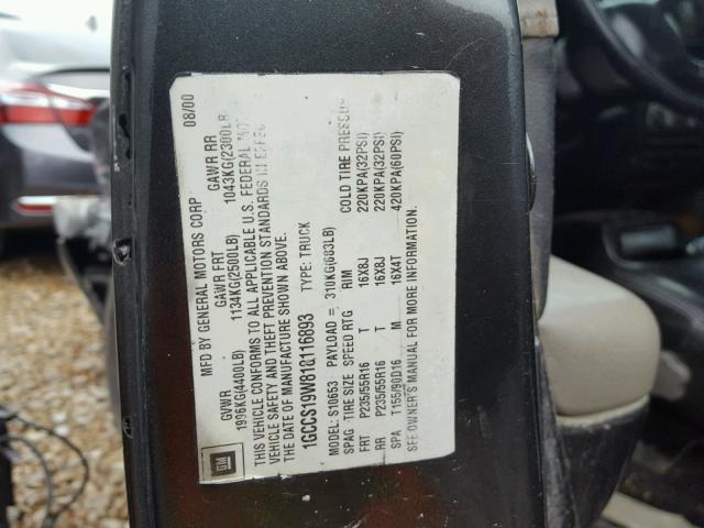 1GCCS19W818116893 - 2001 CHEVROLET S TRUCK S1 GRAY photo 10