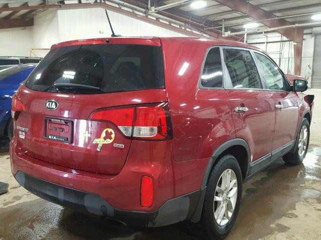 5XYKT3A6XFG607272 - 2015 KIA SORENTO LX MAROON photo 4