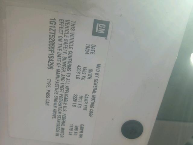 1G1ZT52855F184296 - 2005 CHEVROLET MALIBU LS 白色 照片 10