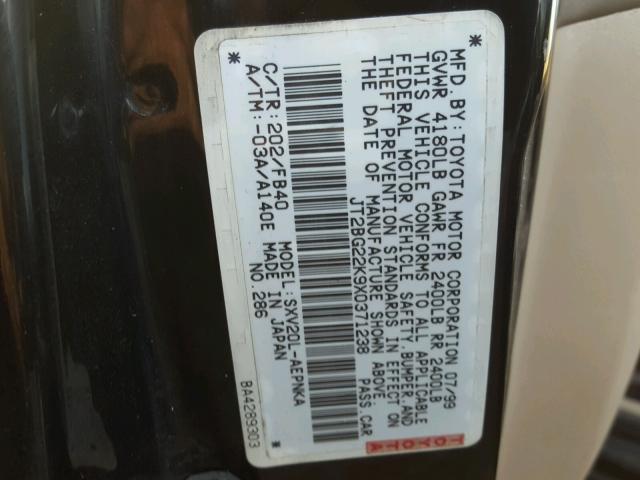 JT2BG22K9X0371238 - 1999 TOYOTA CAMRY LE 黑色 照片 10