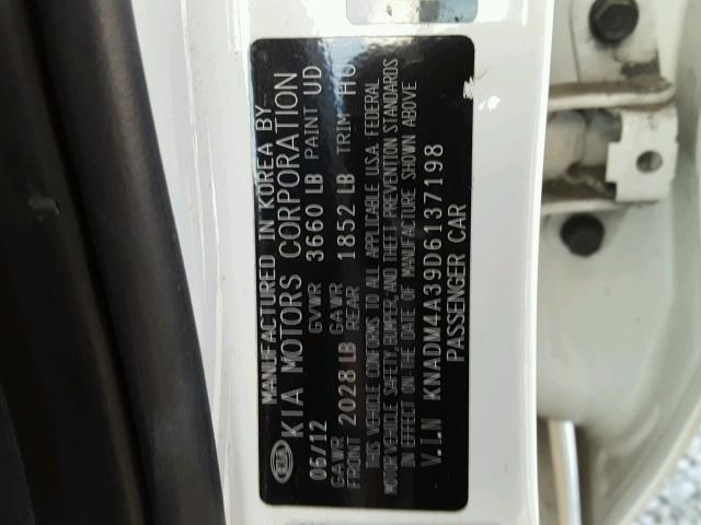 KNADM4A39D6137198 - 2013 KIA RIO LX Սպիտակ լուսանկար 10