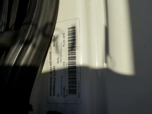 3HSCUAPRXAN251846 - 2010 INTERNATIONAL PROSTAR PR WHITE photo 10