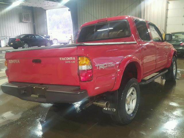 5TEHN72N11Z836780 - 2001 TOYOTA TACOMA DOU RED photo 4