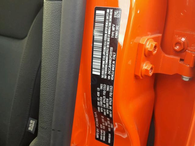 ZACCJBAW6GPD20159 - 2016 JEEP RENEGADE S ORANGE photo 10