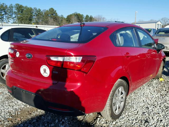 KNADM4A39E6352775 - 2014 KIA RIO LX RED photo 4