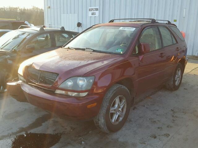 JT6HF10UXX0049721 - 1999 LEXUS RX 300 BURGUNDY photo 2